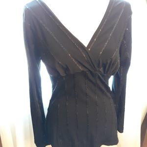 Form Flattering Black Blouse w/ Blk Sequin Details